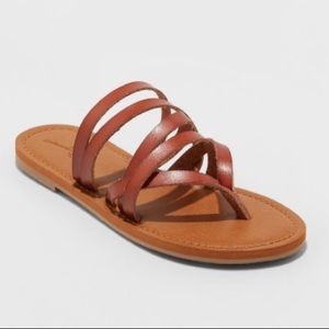 Universal Thread | Shoes | Womens Cognac Multi Strap Toe Slide Sandal ...